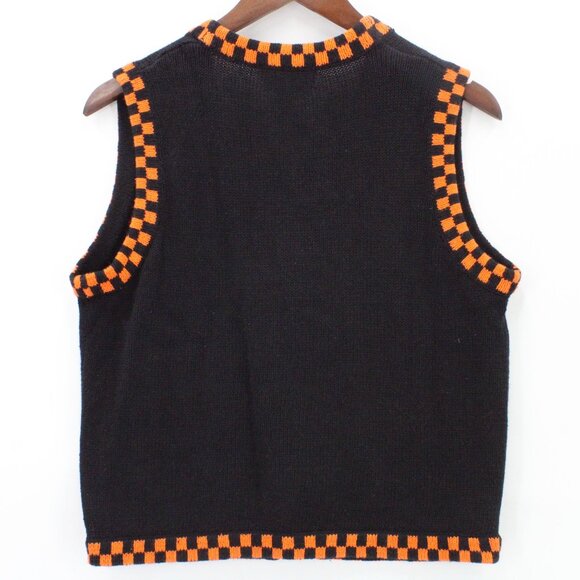 Vintage Lemon Grass Vest Womens Petite Black Halloween Theme Embroidered Size PM - Picture 7 of 9